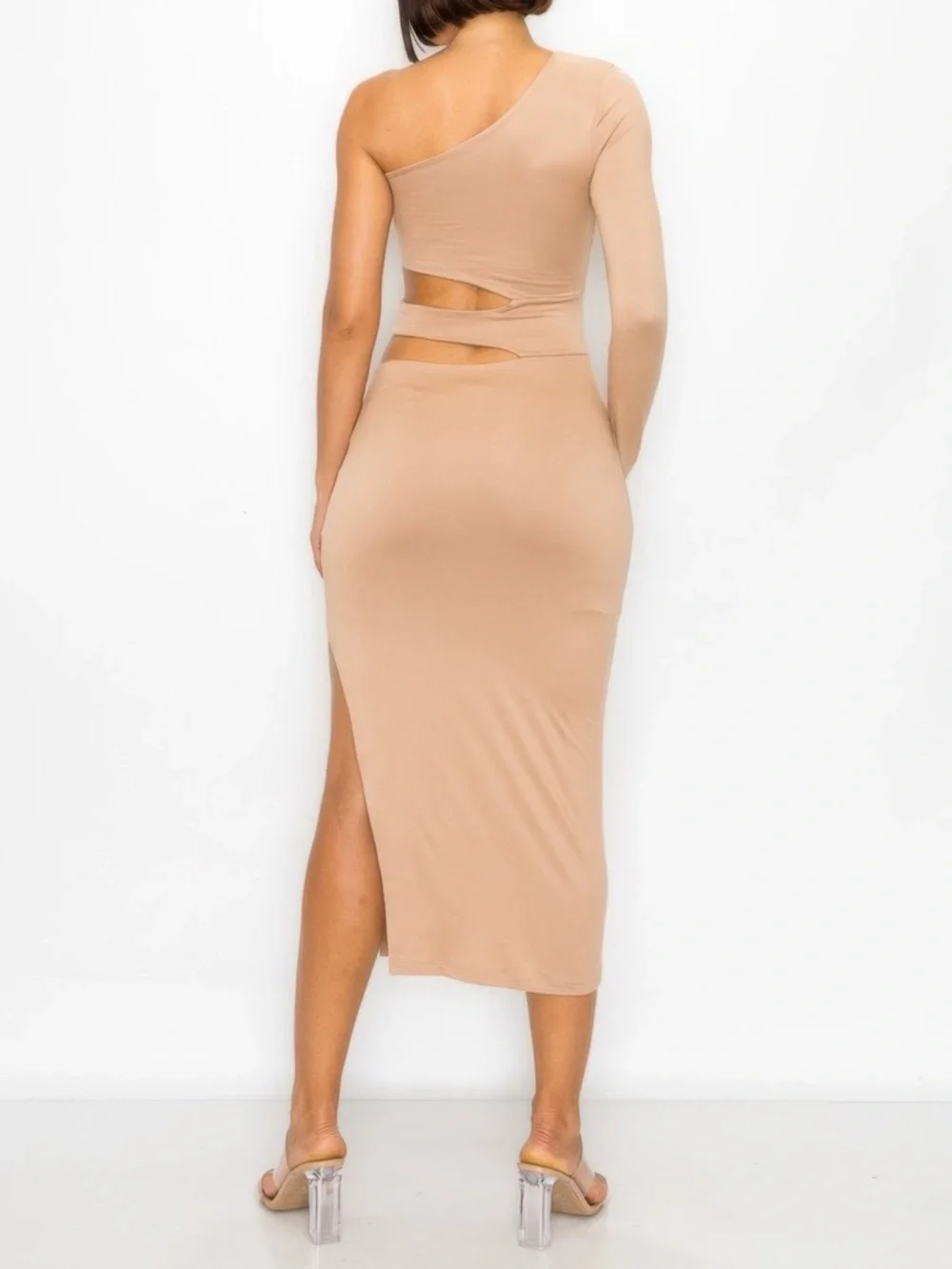 One Shoulder Maxi Dress With Waist Cut Out - Picture 5 of 5